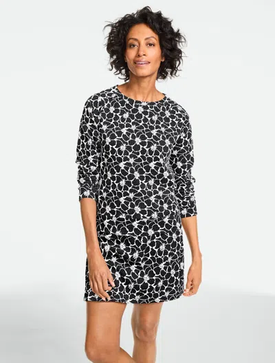 Talbots Plus Petite - Sunny Floral Jacquard Pullover Sweater - Black/white - X