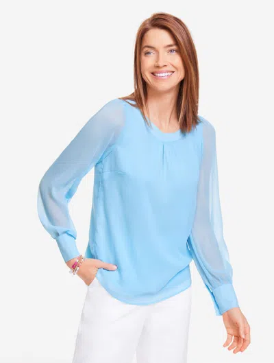 Talbots Plus Petite - Tie-back Crinkle Top - Belle Blue - 3x