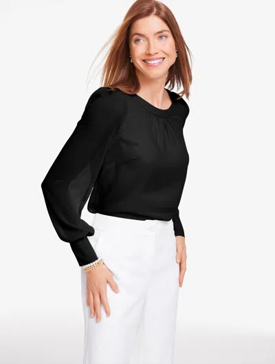 Talbots Plus Petite - Tie-back Crinkle Top - Black - 1x