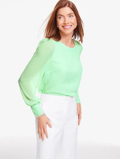 Talbots Plus Petite - Tie-back Crinkle Top - Soft Mint - 2x  In Green