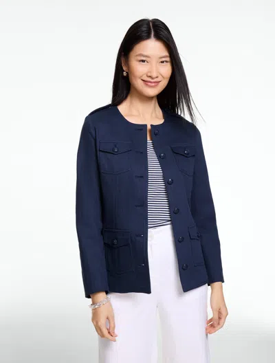 Talbots Plus Petite - Twill Collarless Jacket - Indigo Blue/midnight Sky - 20