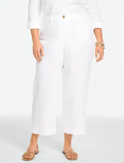 Talbots Plus Petite - Washed Cotton Wide Crop Patch Pocket Pants - White - 22