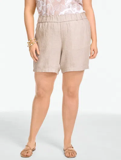 Talbots Plus Petite - Washed Linen Pull-on Shorts – Cross-dyed - Beige - 3x  In Sand