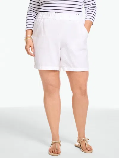 Talbots Plus Petite - Washed Linen Pull-on Shorts - White - 3x