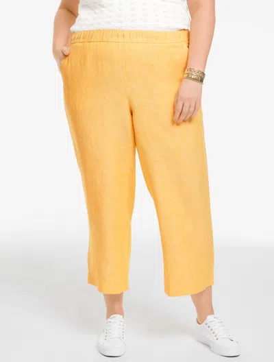 Talbots Plus Petite - Washed Linen Wide Crop Pull-on Pants - Cross Dye - Sunshine/white - 1x