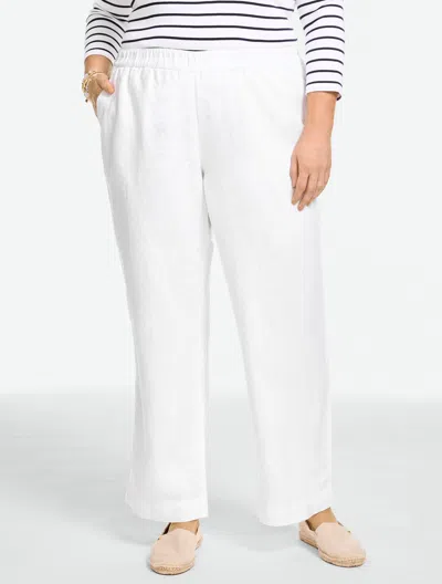 Talbots Plus Petite - Washed Linen Wide Leg Pull-on Pants - White - 1x
