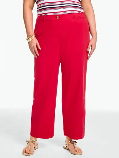 Talbots Plus Petite - Wide Ankle Heritage Twill Pants - Red - 20