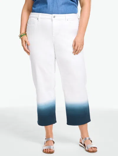 Talbots Plus Petite - Wide Crop High Waist Jeans - Dip-dyed - White - 20
