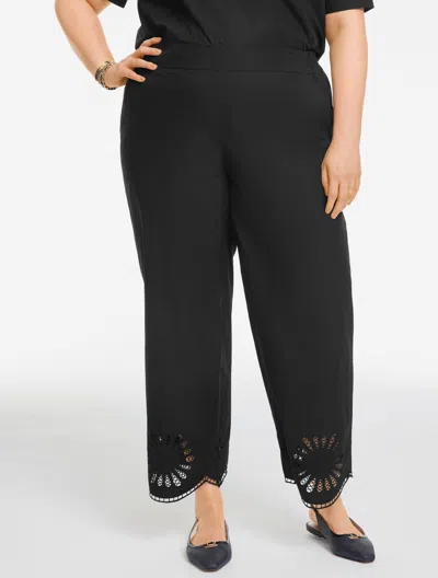 Talbots Plus Petite - Wide Crop Pull-on Poplin Pants - Black - 1x