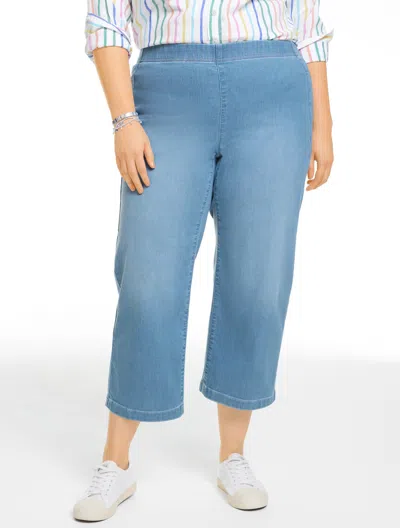Talbots Plus Petite - Wide Crop Pull-on Travel Jeans - Mercer Wash - 3x