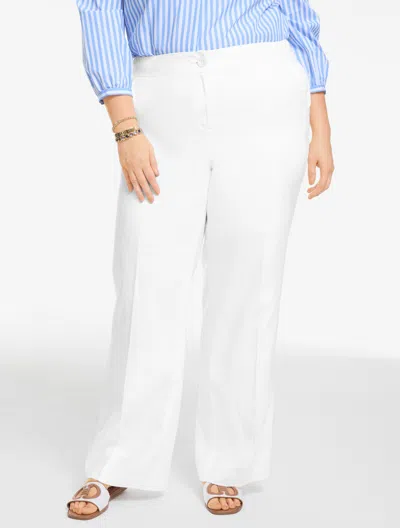 Talbots Plus Petite - Wide Leg Linen Pants - White - 22