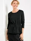 Talbots Plus Size - Airknit Stretch Cinched Waist Pullover Sweater - Black - 2x