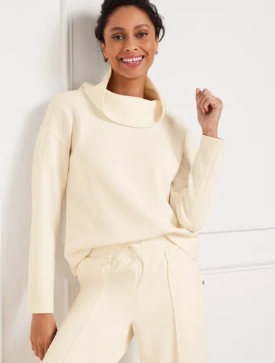 Talbots Plus Size - Airknit Stretch Funnel Neck Pullover Sweater - Ivory - 3x