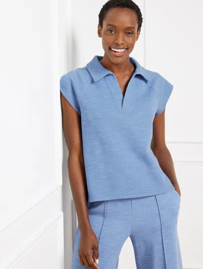 Talbots Plus Size - Airknit Stretch Johnny Collar Pullover Sweater - Dark Marine - 1x