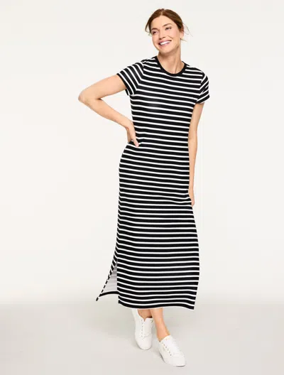 Talbots Plus Size - Airknit Stretch Maxi T-shirt Dress - Crocus Stripe - Black/white - 3x  In Multi