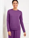 Talbots Plus Petite - Scallop Edge Raglan Sweater - Mulberry Wine - X  In Mulberry Wine
