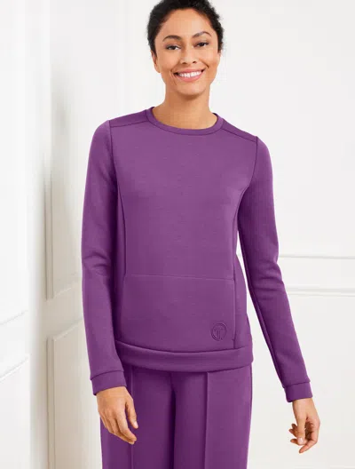 TALBOTS PLUS SIZE - AIRKNIT STRETCH PLEAT BACK PULLOVER SWEATER - MULBERRY WINE - 3X TALBOTS
