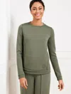 TALBOTS PLUS SIZE - AIRKNIT STRETCH PLEAT BACK PULLOVER SWEATER - SPRING MOSS - 1X TALBOTS