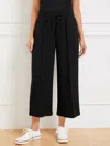 Talbots Plus Size - Airknit Stretch Wide Crop Pintuck Pants - Black - 3x