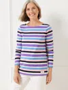 Talbots Plus Petite - Authentic  T-shirt - Garden Stripe - Deep Lavender - 3x - 100% Cotton In Deep Lavender