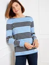 Talbots Plus Petite - Authentic  T-shirt - Voilier Stripe - Ivory/vista Blue/indigo - 3x - 100% Cotto In Ivory,vista Blue,indigo
