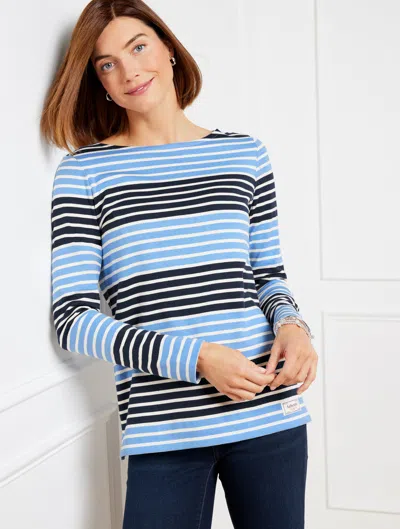 Talbots Plus Petite - Authentic  T-shirt - Voilier Stripe - Ivory/vista Blue/indigo - 3x - 100% Cotto In Ivory,vista Blue,indigo