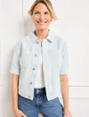 Talbots Plus Petite - Awning Stripe Jacket - Ivory/indigo - 3x  In Ivory,indigo