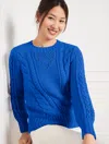 Talbots Balloon Sleeve Cable Knit Sweater - Blue Majesty - 3x