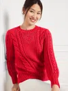 Talbots Balloon Sleeve Cable Knit Sweater - Red - X  In Red
