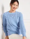 Talbots Balloon Sleeve Cable Knit Sweater - Tranquil Blue - 2x