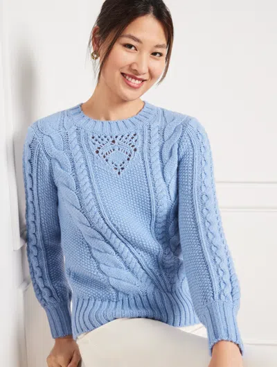 Talbots Balloon Sleeve Cable Knit Sweater - Tranquil Blue - 2x