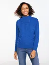 Talbots Plus Size - Basketweave Split Neck Sweater - Blue Majesty - 1x  In Blue