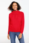 Talbots Plus Size - Basketweave Split Neck Sweater - Red - X  In Red