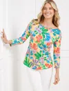 Talbots Plus Petite - Bateau Neck T-shirt - Blooming Oasis - Corn Silk - 2x  In Corn Silk