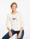 Talbots Plus Size - Bateau Neck T-shirt - Dalmatian - Ivory - 3x  In White