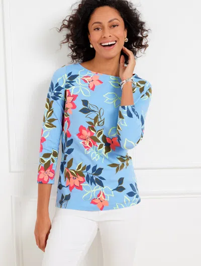 Talbots Bateau Neck T-shirt - Elegant Floral - Vista Blue - 3x