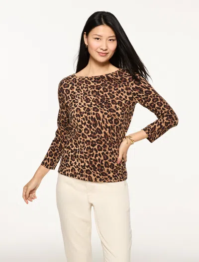 Talbots Plus Size - Bateau Neck T-shirt - Spectacular Animal - Toasted Coconut/black - 2x