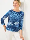 Talbots Plus Petite - Bateau Neck T-shirt - Watercolor Botanical - Ink/lakeside Blue - 3x  In Ink,lakeside Blue
