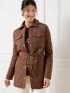 Talbots Plus Size - Belted Quilted Shirt Jacket - Dark Walnut - 2x  In Dark Walnut