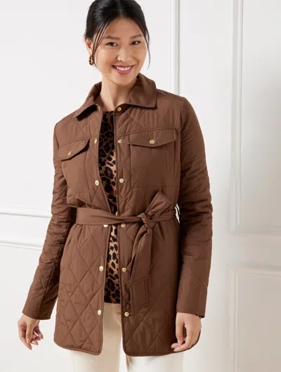 Talbots Plus Size - Belted Quilted Shirt Jacket - Dark Walnut - 2x