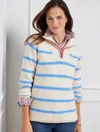 Talbots Plus Size - Bouclã© Half-zip Pullover Sweater - Breton Stripe - Ivory - 2x  In Ivory