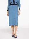 Talbots Plus Size - Bouclé Pencil Skirt - Moonlight Blue/indigo - 1x  In Blue