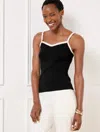 Talbots Plus Size - Braided Trim Sweater Shell - Black/ivory - 2x  In Black,ivory