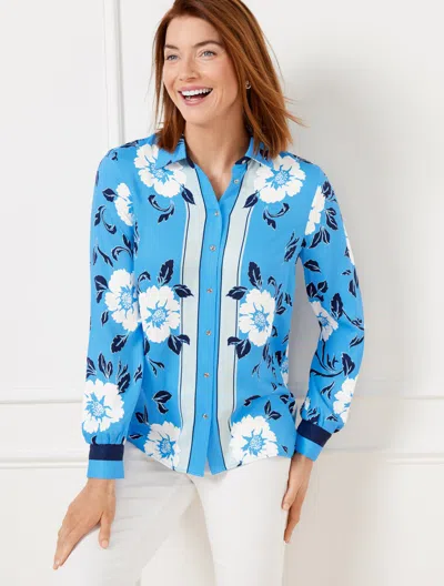 Talbots Plus Petite - Button Front Shirt - Delightful Floral - Lakeside Blue - 2x