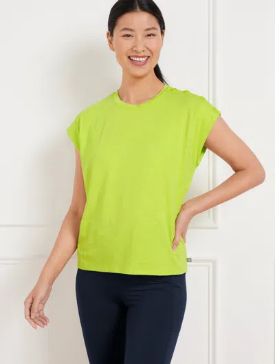 Talbots Plus Size - Button Shoulder Cap Sleeve T-shirt - Limeade - X