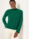 Talbots Plus Size - Cable Knit Button Cuff Sweater - Highland Green - 2x