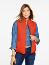 Talbots Plus Size - Cable Knit Quilted Vest - Autumn Berry - 3x  In Orange