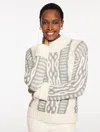 Talbots Plus Size - Cable Mockneck Sweater - Bicolor - Ivory/grey - 3x  In Multi