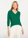 Talbots Plus Size - Cashmere V-neck Sweater - Lush Green - 1x