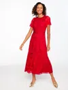 Talbots Plus Size - Chantilly Lace Fit & Flare Midi Dress - Red - 20  In Red